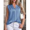 imageBTFBM Tank Tops for Women Summer 2026 Satin V Neck Pleated Sleeveless Silk Spring Work Blouse Business Casual OutfitsBlue