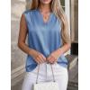 imageBTFBM Tank Tops for Women Summer 2026 Satin V Neck Pleated Sleeveless Silk Spring Work Blouse Business Casual OutfitsBlue