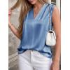 imageBTFBM Tank Tops for Women Summer 2026 Satin V Neck Pleated Sleeveless Silk Spring Work Blouse Business Casual OutfitsBlue