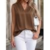 imageBTFBM Tank Tops for Women Summer 2026 Satin V Neck Pleated Sleeveless Silk Spring Work Blouse Business Casual OutfitsBrown