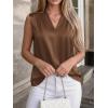 imageBTFBM Tank Tops for Women Summer 2026 Satin V Neck Pleated Sleeveless Silk Spring Work Blouse Business Casual OutfitsBrown