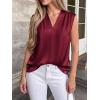imageBTFBM Tank Tops for Women Summer 2026 Satin V Neck Pleated Sleeveless Silk Spring Work Blouse Business Casual OutfitsBurgundy