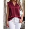 imageBTFBM Tank Tops for Women Summer 2026 Satin V Neck Pleated Sleeveless Silk Spring Work Blouse Business Casual OutfitsBurgundy