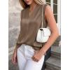 imageBTFBM Tank Tops for Women Summer 2026 Satin V Neck Pleated Sleeveless Silk Spring Work Blouse Business Casual OutfitsCoffee Grey