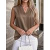 imageBTFBM Tank Tops for Women Summer 2026 Satin V Neck Pleated Sleeveless Silk Spring Work Blouse Business Casual OutfitsCoffee Grey