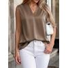 imageBTFBM Tank Tops for Women Summer 2026 Satin V Neck Pleated Sleeveless Silk Spring Work Blouse Business Casual OutfitsCoffee Grey
