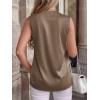 imageBTFBM Tank Tops for Women Summer 2026 Satin V Neck Pleated Sleeveless Silk Spring Work Blouse Business Casual OutfitsCoffee Grey