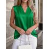 imageBTFBM Tank Tops for Women Summer 2026 Satin V Neck Pleated Sleeveless Silk Spring Work Blouse Business Casual OutfitsGreen