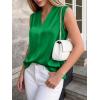 imageBTFBM Tank Tops for Women Summer 2026 Satin V Neck Pleated Sleeveless Silk Spring Work Blouse Business Casual OutfitsGreen
