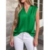 imageBTFBM Tank Tops for Women Summer 2026 Satin V Neck Pleated Sleeveless Silk Spring Work Blouse Business Casual OutfitsGreen