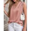 imageBTFBM Tank Tops for Women Summer 2026 Satin V Neck Pleated Sleeveless Silk Spring Work Blouse Business Casual OutfitsGrey Pink