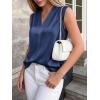 imageBTFBM Tank Tops for Women Summer 2026 Satin V Neck Pleated Sleeveless Silk Spring Work Blouse Business Casual OutfitsNavy