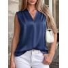 imageBTFBM Tank Tops for Women Summer 2026 Satin V Neck Pleated Sleeveless Silk Spring Work Blouse Business Casual OutfitsNavy