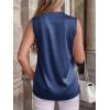 imageBTFBM Tank Tops for Women Summer 2026 Satin V Neck Pleated Sleeveless Silk Spring Work Blouse Business Casual OutfitsNavy