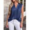 imageBTFBM Tank Tops for Women Summer 2026 Satin V Neck Pleated Sleeveless Silk Spring Work Blouse Business Casual OutfitsNavy