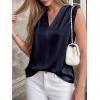 imageBTFBM Tank Tops for Women Summer 2026 Satin V Neck Pleated Sleeveless Silk Spring Work Blouse Business Casual OutfitsNavy Blue
