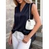 imageBTFBM Tank Tops for Women Summer 2026 Satin V Neck Pleated Sleeveless Silk Spring Work Blouse Business Casual OutfitsNavy Blue