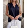 imageBTFBM Tank Tops for Women Summer 2026 Satin V Neck Pleated Sleeveless Silk Spring Work Blouse Business Casual OutfitsNavy Blue