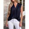 imageBTFBM Tank Tops for Women Summer 2026 Satin V Neck Pleated Sleeveless Silk Spring Work Blouse Business Casual OutfitsNavy Blue