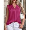 imageBTFBM Tank Tops for Women Summer 2026 Satin V Neck Pleated Sleeveless Silk Spring Work Blouse Business Casual OutfitsRose Purple