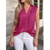 imageBTFBM Tank Tops for Women Summer 2026 Satin V Neck Pleated Sleeveless Silk Spring Work Blouse Business Casual OutfitsRose Purple