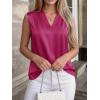 imageBTFBM Tank Tops for Women Summer 2026 Satin V Neck Pleated Sleeveless Silk Spring Work Blouse Business Casual OutfitsRose Purple