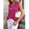 imageBTFBM Tank Tops for Women Summer 2026 Satin V Neck Pleated Sleeveless Silk Spring Work Blouse Business Casual OutfitsRose Purple