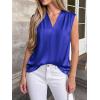 imageBTFBM Tank Tops for Women Summer 2026 Satin V Neck Pleated Sleeveless Silk Spring Work Blouse Business Casual OutfitsRoyal Blue