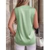 imageBTFBM Tank Tops for Women Summer 2026 Satin V Neck Pleated Sleeveless Silk Spring Work Blouse Business Casual OutfitsSage Green