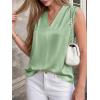 imageBTFBM Tank Tops for Women Summer 2026 Satin V Neck Pleated Sleeveless Silk Spring Work Blouse Business Casual OutfitsSage Green