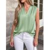 imageBTFBM Tank Tops for Women Summer 2026 Satin V Neck Pleated Sleeveless Silk Spring Work Blouse Business Casual OutfitsSage Green