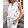imageBTFBM Tank Tops for Women Summer 2026 Satin V Neck Pleated Sleeveless Silk Spring Work Blouse Business Casual OutfitsWhite