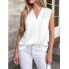 imageBTFBM Tank Tops for Women Summer 2026 Satin V Neck Pleated Sleeveless Silk Spring Work Blouse Business Casual OutfitsWhite