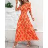 imageBTFBM Women Casual Summer Dresses 2026 Spring Crew Neck Ruffle Short Sleeve Smocked Floral Boho Flowy Maxi Dress ClothesBig Floral Orange