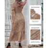 imageBTFBM Women Casual Summer Dresses 2026 Spring Crew Neck Ruffle Short Sleeve Smocked Floral Boho Flowy Maxi Dress ClothesDot Apricot Brown