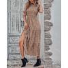 imageBTFBM Women Casual Summer Dresses 2026 Spring Crew Neck Ruffle Short Sleeve Smocked Floral Boho Flowy Maxi Dress ClothesDot Apricot Brown
