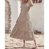 imageBTFBM Women Casual Summer Dresses 2026 Spring Crew Neck Ruffle Short Sleeve Smocked Floral Boho Flowy Maxi Dress ClothesDot Apricot Coffee