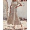 imageBTFBM Women Casual Summer Dresses 2026 Spring Crew Neck Ruffle Short Sleeve Smocked Floral Boho Flowy Maxi Dress ClothesDot Apricot Coffee