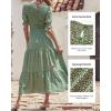 imageBTFBM Women Casual Summer Dresses 2026 Spring Crew Neck Ruffle Short Sleeve Smocked Floral Boho Flowy Maxi Dress ClothesDot Green White