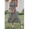 imageBTFBM Women Casual Summer Dresses 2026 Spring Crew Neck Ruffle Short Sleeve Smocked Floral Boho Flowy Maxi Dress ClothesFloral Black Apricot