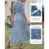 imageBTFBM Women Casual Summer Dresses 2026 Spring Crew Neck Ruffle Short Sleeve Smocked Floral Boho Flowy Maxi Dress ClothesFloral Blue White