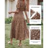 imageBTFBM Women Casual Summer Dresses 2026 Spring Crew Neck Ruffle Short Sleeve Smocked Floral Boho Flowy Maxi Dress ClothesFloral Coffee White