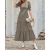 imageBTFBM Women Casual Summer Dresses 2026 Spring Crew Neck Ruffle Short Sleeve Smocked Floral Boho Flowy Maxi Dress ClothesFloral Green