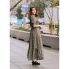 imageBTFBM Women Casual Summer Dresses 2026 Spring Crew Neck Ruffle Short Sleeve Smocked Floral Boho Flowy Maxi Dress ClothesFloral Green