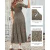 imageBTFBM Women Casual Summer Dresses 2026 Spring Crew Neck Ruffle Short Sleeve Smocked Floral Boho Flowy Maxi Dress ClothesFloral Green
