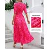 imageBTFBM Women Casual Summer Dresses 2026 Spring Crew Neck Ruffle Short Sleeve Smocked Floral Boho Flowy Maxi Dress ClothesPrint Rose Red
