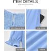 imageBTFBM Women Casual Summer Dresses 2026 Spring Crew Neck Ruffle Short Sleeve Smocked Floral Boho Flowy Maxi Dress ClothesSolid Light Blue