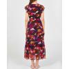 imageBTFBM Women Summer Bohemian Floral Casual Wrap V Neck Ruffle Cap Sleeveless Belt ALine Pleated Hem Midi Sun Dress WhiteBlue Orange Flower