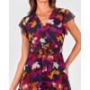 imageBTFBM Women Summer Bohemian Floral Casual Wrap V Neck Ruffle Cap Sleeveless Belt ALine Pleated Hem Midi Sun Dress WhiteBlue Orange Flower