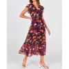 imageBTFBM Women Summer Bohemian Floral Casual Wrap V Neck Ruffle Cap Sleeveless Belt ALine Pleated Hem Midi Sun Dress WhiteBlue Orange Flower